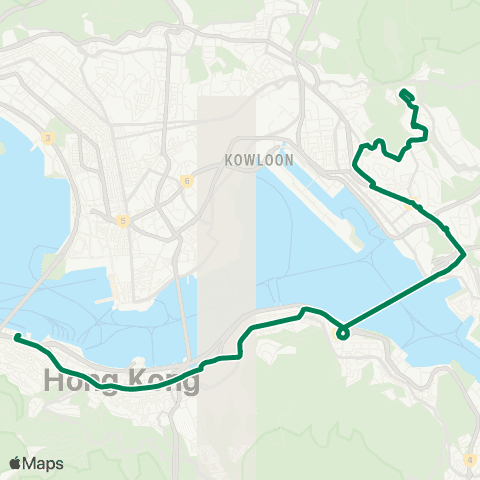 Kowloon Motor Bus Shun Lee - Central (Macao Ferry) map