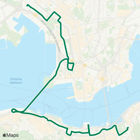 Kowloon Motor Bus Hoi Lai Estate - Causeway Bay (Tin Hau) map