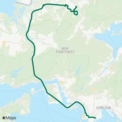 Kowloon Motor Bus Hong Kong Coliseum - Fanling (Luen Wo Hui) map