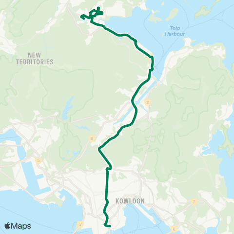 Kowloon Motor Bus Hong Kong Coliseum - Tai Po (Tai Wo) map