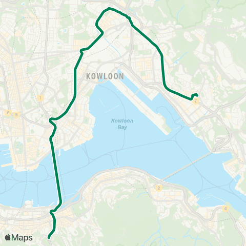 Kowloon Motor Bus Happy Val Race Course - Kwun Tong (Yue Man Square) map