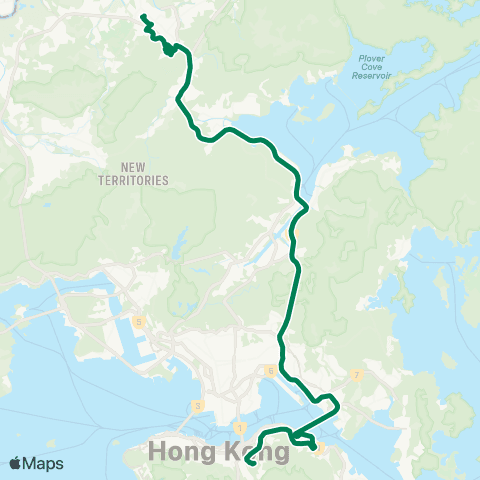 Kowloon Motor Bus Sheung Shui - Causeway Bay (Eastern Hosp Rd) map