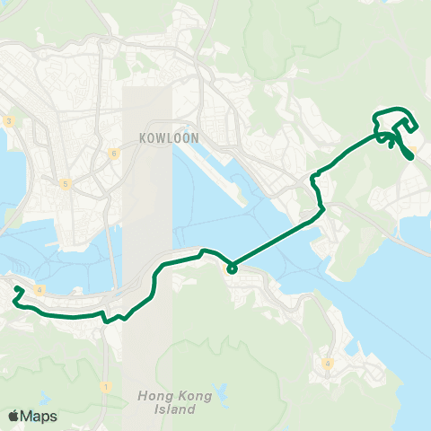 Kowloon Motor Bus Hong Sing Garden - Central (Exchange Square) map