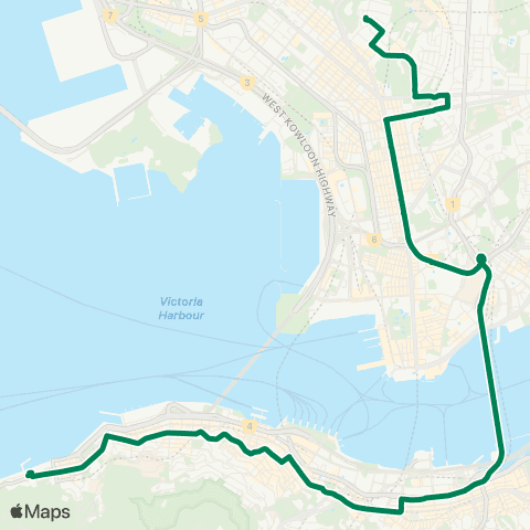 Kowloon Motor Bus Kennedy Town - Sham Shui Po (Pak Tin Estate) map