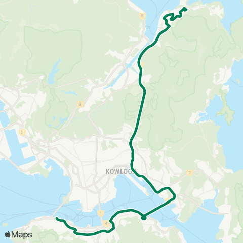 Kowloon Motor Bus Wu Kai Sha Sta - Central (Macao Ferry) map