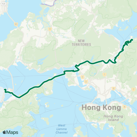 Kowloon Motor Bus Asiaworld-Expo - Wu Kai Sha Station map