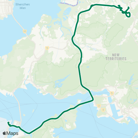 Kowloon Motor Bus Asiaworld-Expo - Fanling (Luen Wo Hui) map