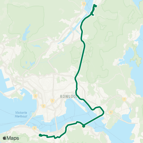 Kowloon Motor Bus Chevalier Garden - Admiralty Station (E) map