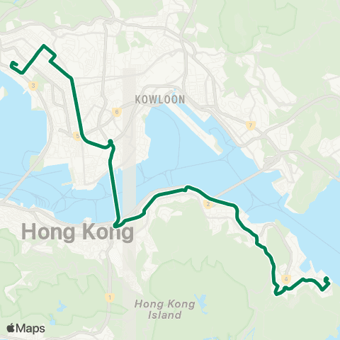 Kowloon Motor Bus Cheung Sha Wan (Sham Mong Rd) - Siu Sai Wan (Island Resort) map