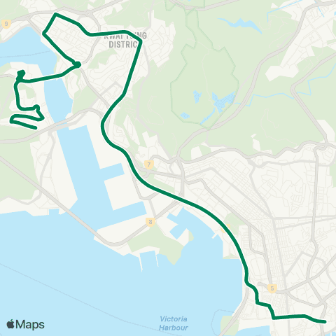 Kowloon Motor Bus Hong Kong Coliseum - Tsing Yi (Cheung Ching Estate) map