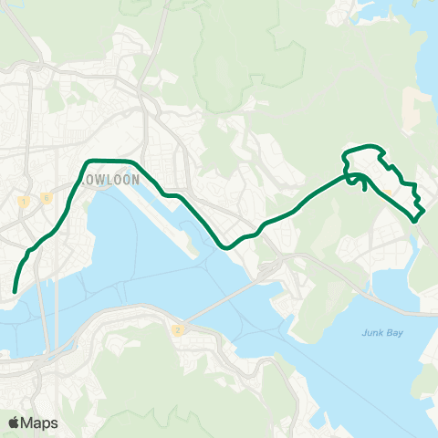 Kowloon Motor Bus Hong Sing Garden - Tsim Sha Tsui E (Mody Rd) map