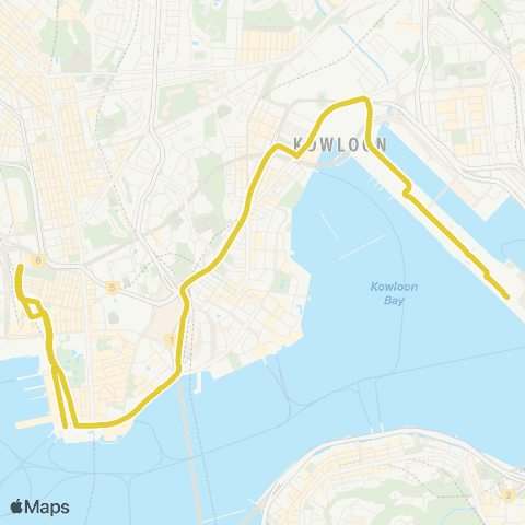 Citybus Kai Tak Cruise Term - Tsim Sha Tsui / High Speed Rail W Kowloon Sta map
