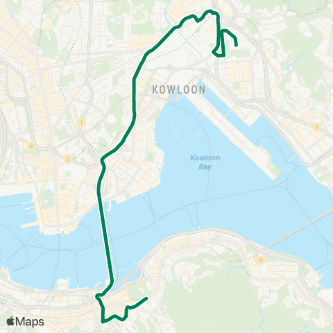 Kowloon Motor Bus Kai Yip - Causeway Bay (Victoria Park) map