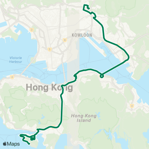 Kowloon Motor Bus Ap Lei Chau Lee Lok St - Diamond Hill Sta map