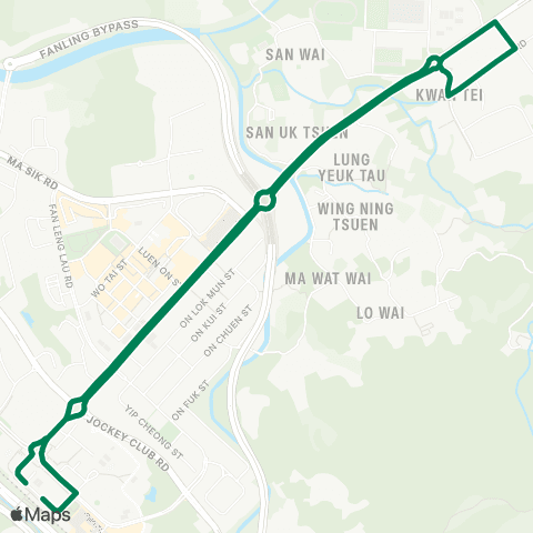 Kowloon Motor Bus Fanling Sta - San Wai Barracks (Circular) map
