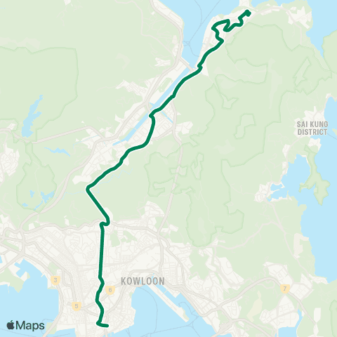 Kowloon Motor Bus Hong Kong Coliseum - Wu Kai Sha Station map