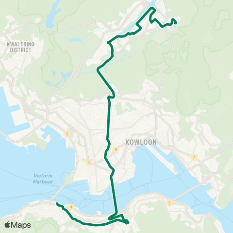 Kowloon Motor Bus Kwong Yuen - Central (Macao Ferry) map