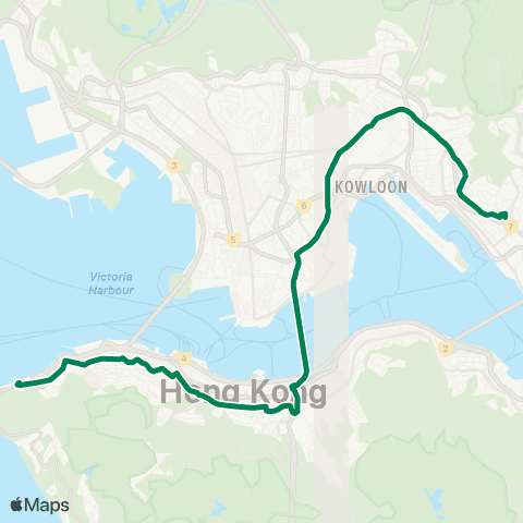 Kowloon Motor Bus Kwun Tong (Yue Man Square) - Kennedy Town map