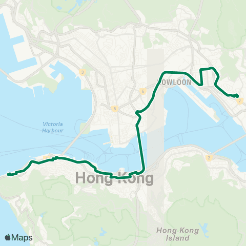 Kowloon Motor Bus Kwun Tong (Yue Man Square) - Kennedy Town map
