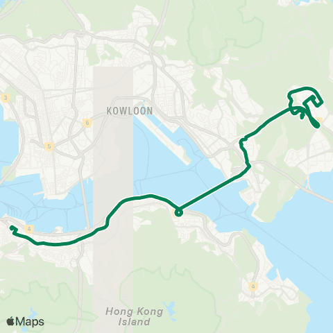 Kowloon Motor Bus Hong Sing Garden - Central (Exchange Square) map