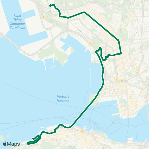 Kowloon Motor Bus Lai Chi Kok - Kennedy Town (Belcher Bay) map