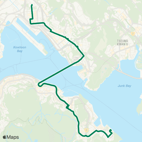 Kowloon Motor Bus Kowloon Bay - Siu Sai Wan (Island Resort) map
