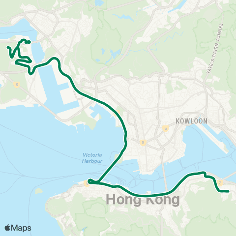 Kowloon Motor Bus Tsing Yi Sta - Taikoo (Kornhill Plaza) map