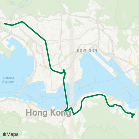 Kowloon Motor Bus Shau Kei Wan - Mei Foo map