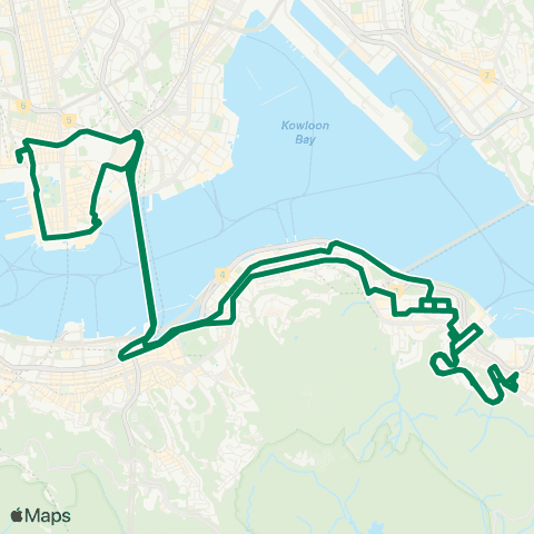 Kowloon Motor Bus Shau Kei Wan - Tsim Sha Tsui (Circular) map