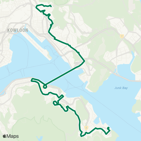 Kowloon Motor Bus Choi Wan (Fung Shing St) - Siu Sai Wan (Island Resort) map