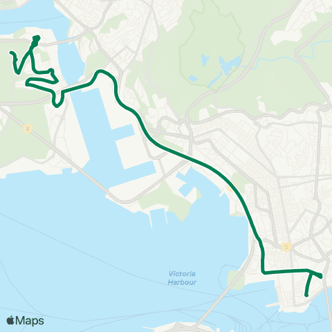 Kowloon Motor Bus Tsing Yi (Cheung Wang Estate) - Tsim Sha Tsui E (Mody Rd) map