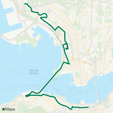 Kowloon Motor Bus Lai Chi Kok - Wan Chai (Harbour Road) map