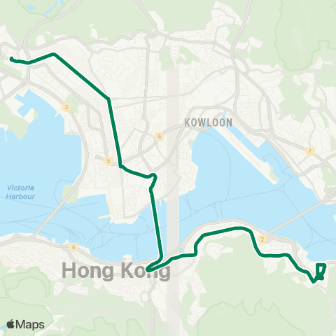 Kowloon Motor Bus Shau Kei Wan - Mei Foo map
