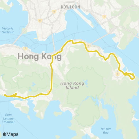 Citybus Tin Wan - Chai Wan (East) map
