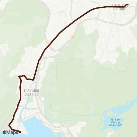 Hong Kong Rail Tuen Mun Ferry Pier - Yuen Long map