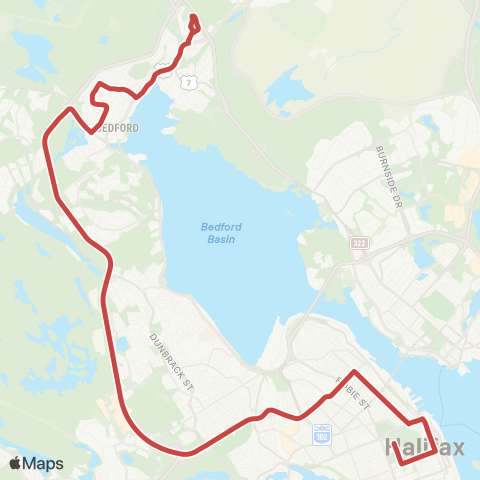 Halifax Transit Basinview Express map