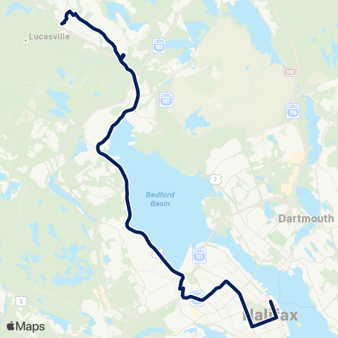 Halifax Transit Sackville Corridor map