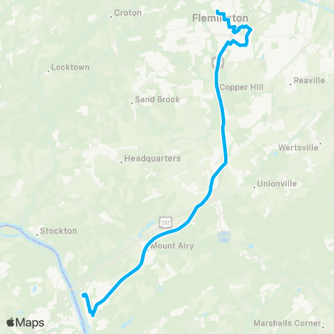Hunterdon LINK Stockton - Lambertville - Flemington map
