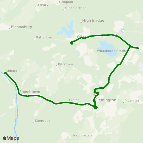 Hunterdon LINK Clinton - Whitehouse - Flemington - Milford map