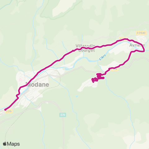 Navettes de la Haute-Maurienne Vanoise Modane, l'Orgère, la Norma, Valfréjus map