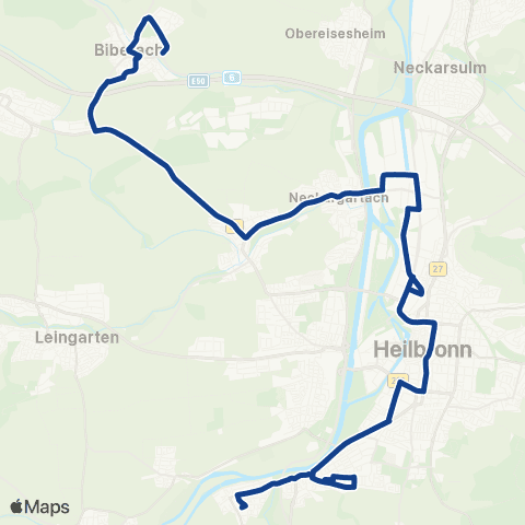  Heilbronner · Hohenloher · Haller Nahverkehr GmbH Kirchhausen - / Böllinger Höfe - / Frankenbach - Industrieplatz - Harmonie - Allee Post - Südbahnhof - Horkheim map