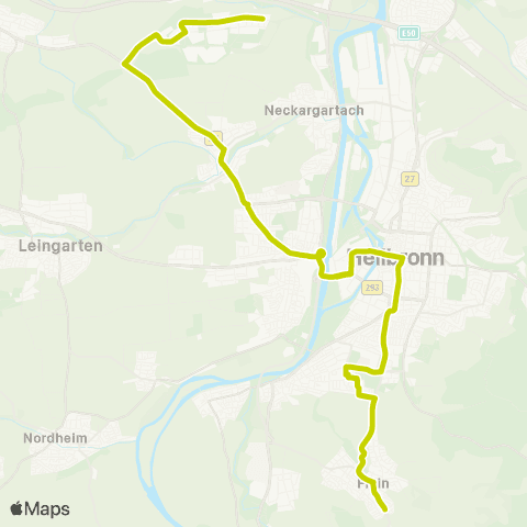  Heilbronner · Hohenloher · Haller Nahverkehr GmbH Flein - Jörg-Ratgeb-Platz - Südbahnhof - Allee Post - HBF - Schanz Nord - Böllinger Höfe map