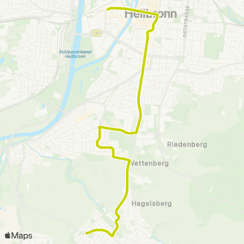  Heilbronner · Hohenloher · Haller Nahverkehr GmbH Flein - Hochschule Heilbronn - Südbahnhof - Allee Post - HBF map
