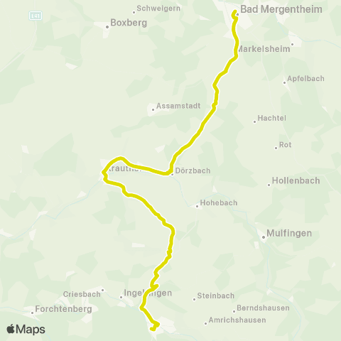  Heilbronner · Hohenloher · Haller Nahverkehr GmbH Künzelsau - Krautheim - Dörzbach - Bad Mergentheim map