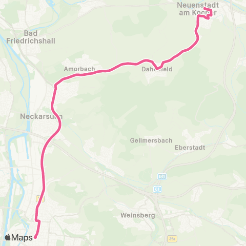  Heilbronner · Hohenloher · Haller Nahverkehr GmbH Kochershuttle: Neuenstadt a.K. - Heilbronn map