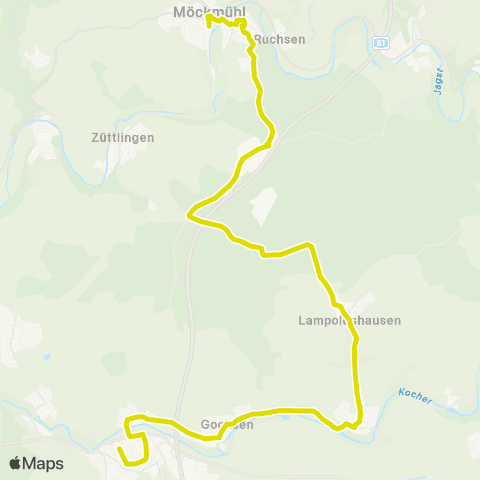  Heilbronner · Hohenloher · Haller Nahverkehr GmbH Möckmühl - Lampoldhausen - Gochsen - Neuenstadt a.K. map