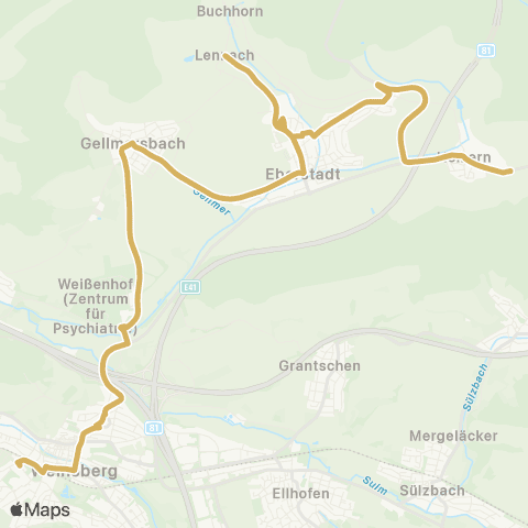  Heilbronner · Hohenloher · Haller Nahverkehr GmbH Weinsberg - Gellmersbach - Eberstadt - Hölzern map