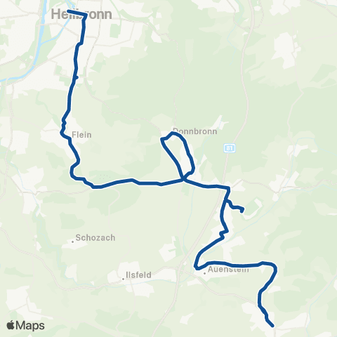  Heilbronner · Hohenloher · Haller Nahverkehr GmbH Beilstein - Abstatt - Untergruppenbach - Heilbronn map