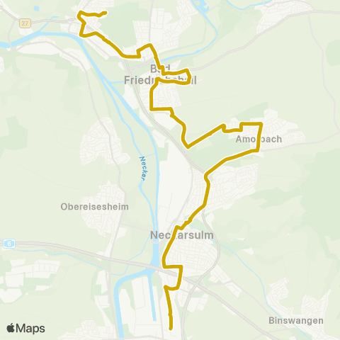  Heilbronner · Hohenloher · Haller Nahverkehr GmbH Bad Friedrichshall - Plattenwald - Amorbach - Neckarsulm - Kaufland map
