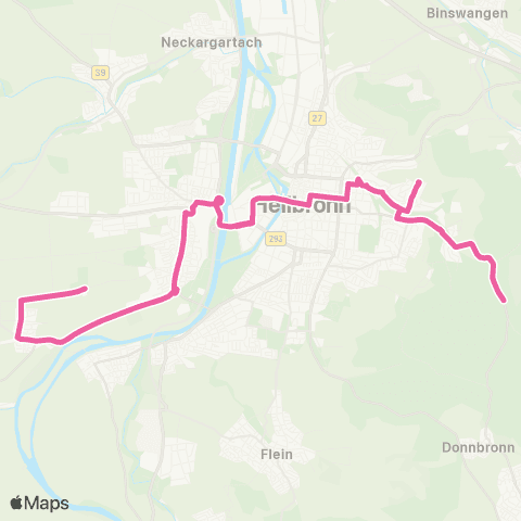  Heilbronner · Hohenloher · Haller Nahverkehr GmbH (Waldheide - Jägerhaus - ) Trappensee - / Rampachertal - Pfühlpark - Harmonie - HBF - Böckingen - Klingenberg map